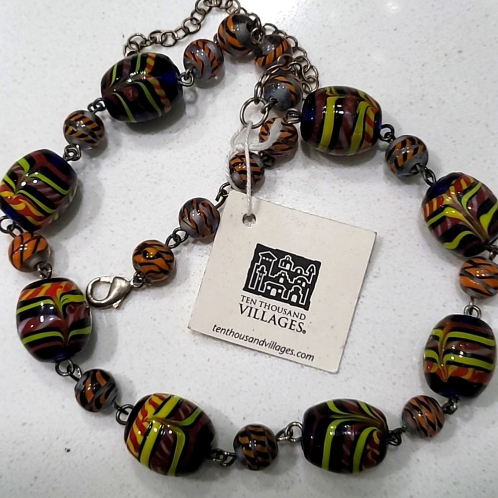 Art Glass Necklace Boho India